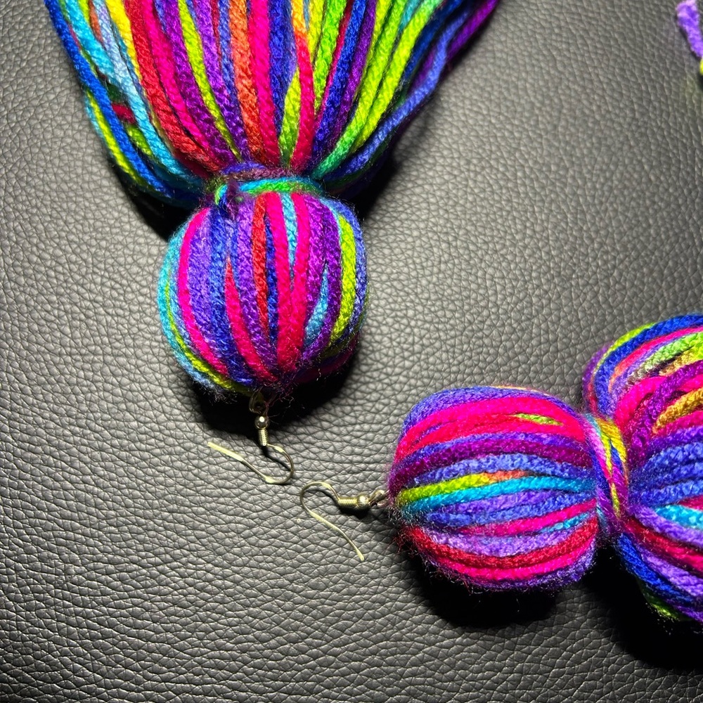 Multi colored yarn earrings